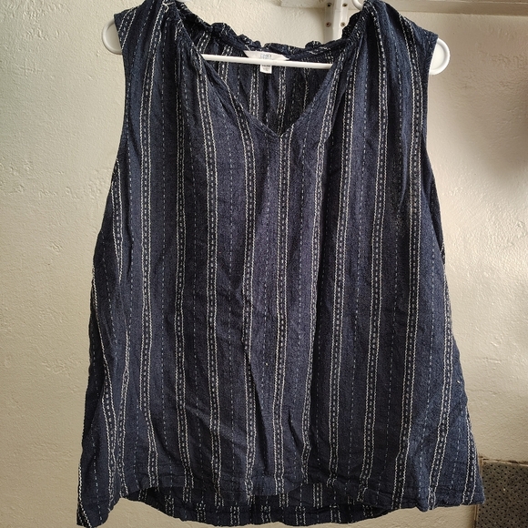 Navy Blue Striped Women's Top - Picture 3 of 9